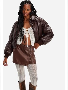 We the free free people wynne faux leather mini skirt